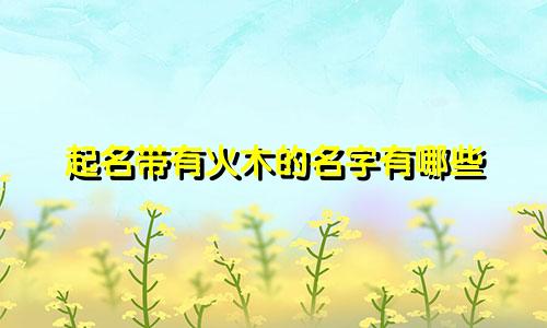 起名带有火木的名字有哪些