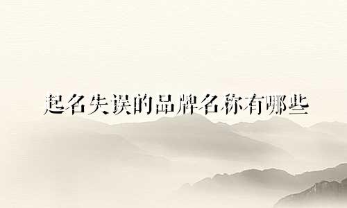 起名失误的品牌名称有哪些