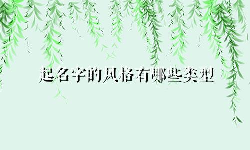 起名字的风格有哪些类型