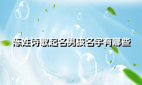 陈姓诗歌起名男孩名字有哪些