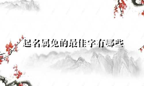 起名属兔的最佳字有哪些