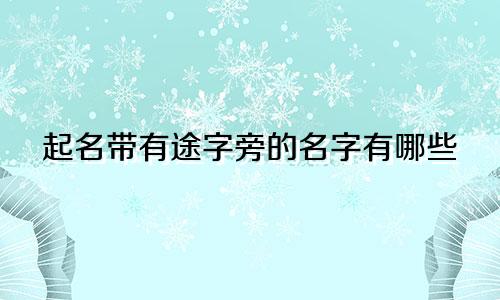 起名带有途字旁的名字有哪些