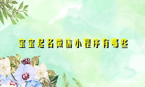 宝宝起名微信小程序有哪些