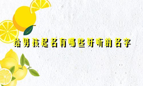 给男孩起名有哪些好听的名字