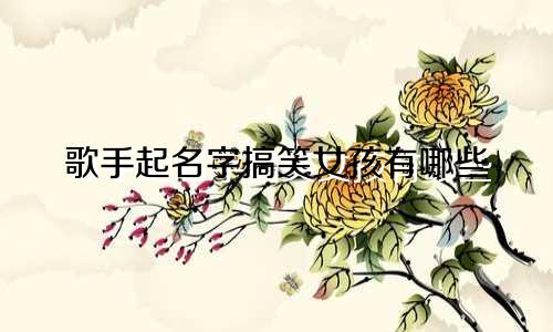 歌手起名字搞笑女孩有哪些
