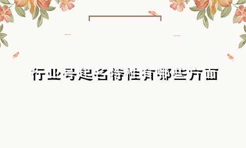 行业号起名特性有哪些方面