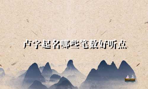 卢字起名哪些笔数好听点
