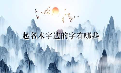 起名木字边的字有哪些
