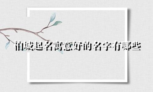 柏城起名寓意好的名字有哪些