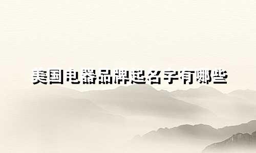 美国电器品牌起名字有哪些