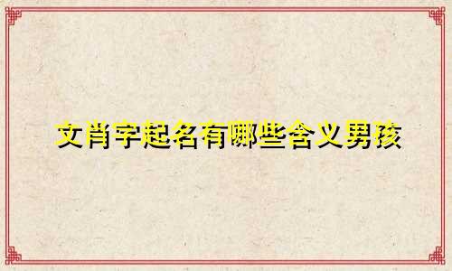 文肖字起名有哪些含义男孩