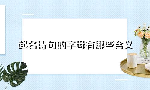 起名诗句的字母有哪些含义