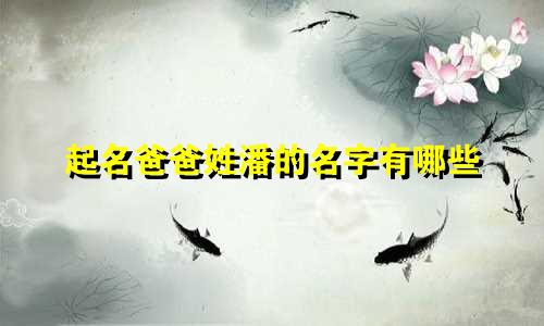 起名爸爸姓潘的名字有哪些