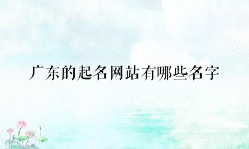 广东的起名网站有哪些名字