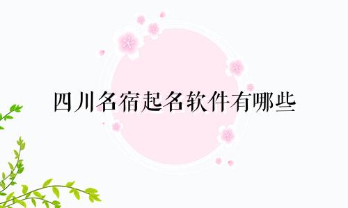四川名宿起名软件有哪些