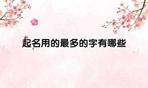 起名用的最多的字有哪些