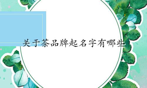 关于茶品牌起名字有哪些