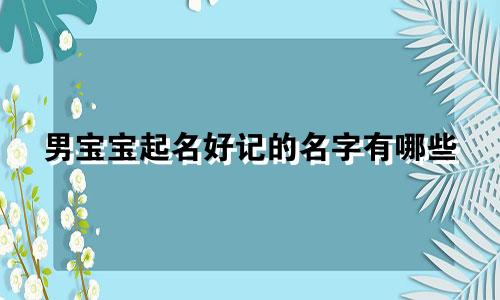 男宝宝起名好记的名字有哪些