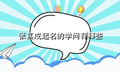 张其成起名的学问有哪些