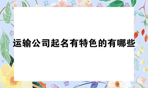 运输公司起名有特色的有哪些