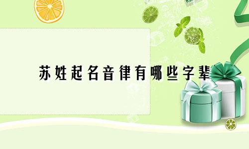 苏姓起名音律有哪些字辈