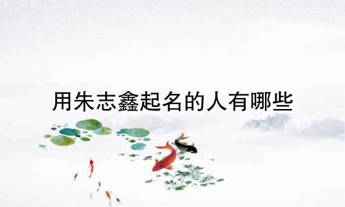 用朱志鑫起名的人有哪些