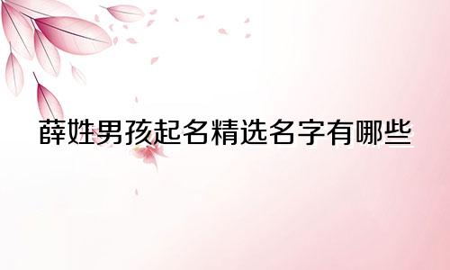 薛姓男孩起名精选名字有哪些