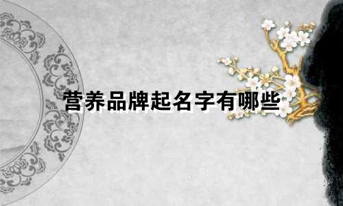 营养品牌起名字有哪些