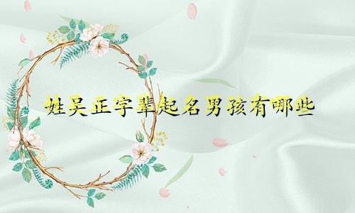 姓吴正字辈起名男孩有哪些