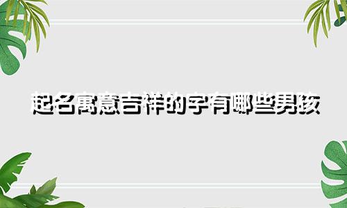 起名寓意吉祥的字有哪些男孩
