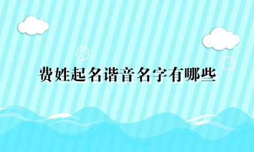 费姓起名谐音名字有哪些