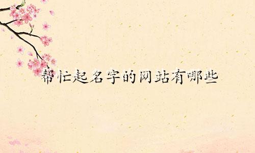 帮忙起名字的网站有哪些