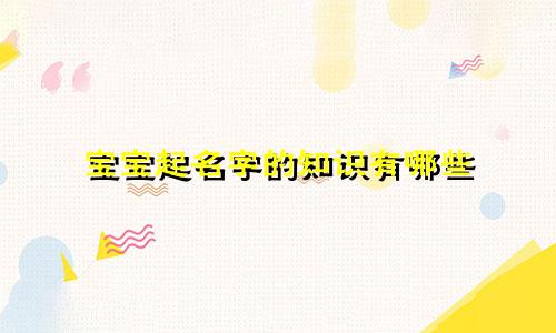 宝宝起名字的知识有哪些
