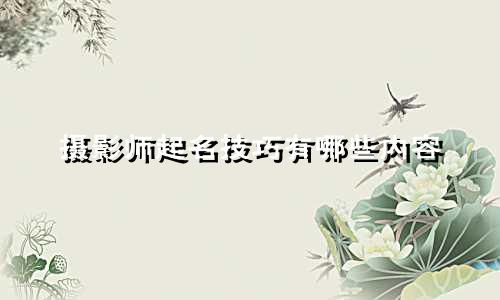 摄影师起名技巧有哪些内容