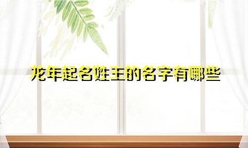 龙年起名姓王的名字有哪些