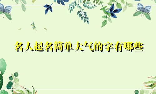 名人起名简单大气的字有哪些