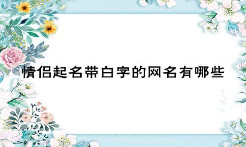 情侣起名带白字的网名有哪些