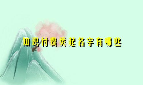 知识付费类起名字有哪些