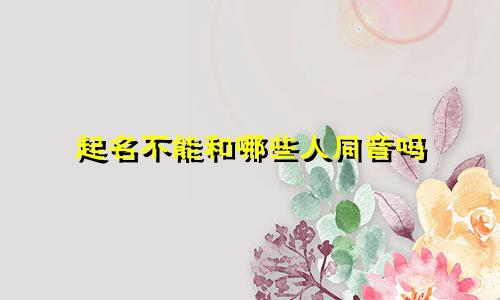 起名不能和哪些人同音吗
