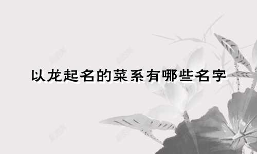 以龙起名的菜系有哪些名字