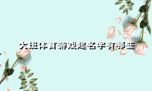 大班体育游戏起名字有哪些