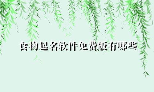食物起名软件免费版有哪些