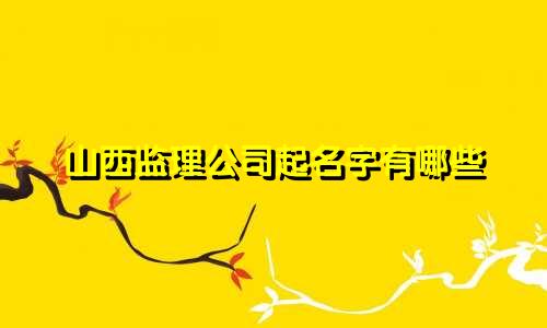 山西监理公司起名字有哪些