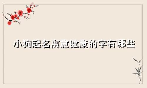 小狗起名寓意健康的字有哪些