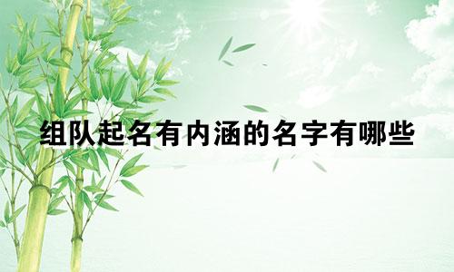 组队起名有内涵的名字有哪些