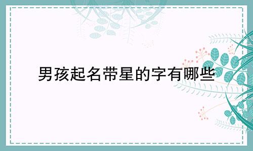男孩起名带星的字有哪些