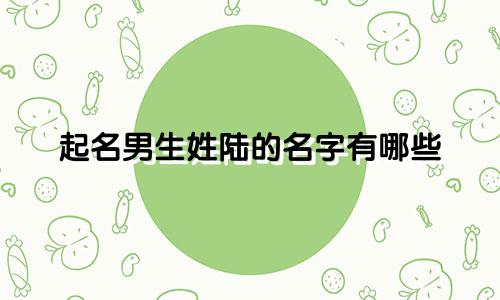 起名男生姓陆的名字有哪些