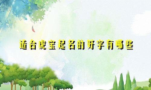 适合虎宝起名的好字有哪些
