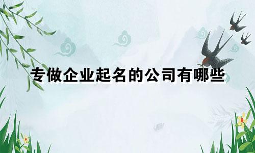专做企业起名的公司有哪些