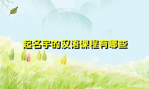 起名字的汉语课程有哪些